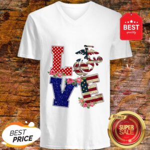Good Love United States Marine Corps Flowers V-Neck