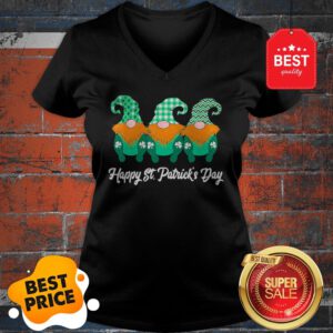 Nice 3 Cute Irish Gnomes Leprechauns Happy St. Patrick’s Day V-Neck