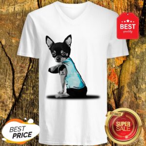 Nice Dog Black Chihuahua Tattoos I Love Mom V-Neck