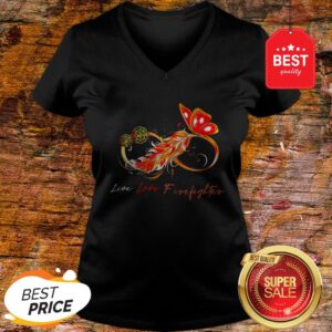 Nice Infinity Butterfly Live Love Firefighter V-Neck