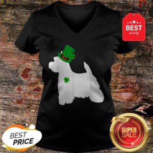 Nice West Highland White Terrier St Patricks Day Leprechaun Dog V-Neck