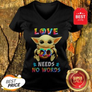 Official Baby Yoda Autism Love Needs No Words Star Wars V-Neck