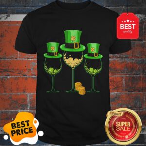 Official Three Wine Glass St Patrick’s Day Gifts Lucky Irish Shamrock Shirt
