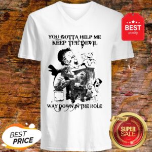 Official Tom Waits You Gotta Help Me Keep The Devil Way Down In The Hole V-Neck