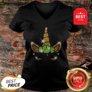 Official Unicorn Face St Patrick’s Day For Girls Women V-Neck
