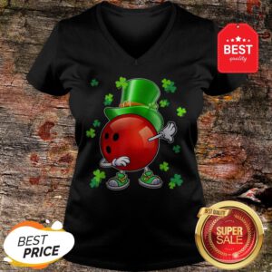 Official Womens Dabbing St Patricks Day Bowling Leprechaun Girls V-Neck