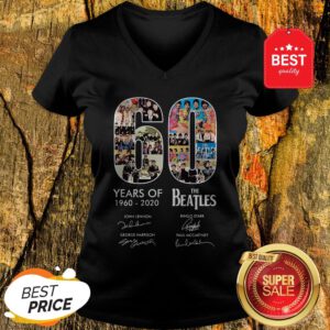 Pretty 60 Years Of The Beatles 1960 2020 Signatures Autographed V-Neck
