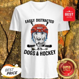 Pretty Golden Retriever Easily Distracted By Dogs And Hockey V-Neck