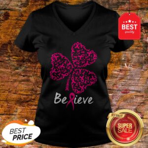 Breast Cancer Awareness Believe Shamrock St. Patrick’s Day V-Neck