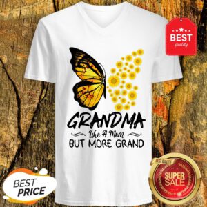 Butterfly And Sunflower Grandma Like A Mom But More Grand V-Neck