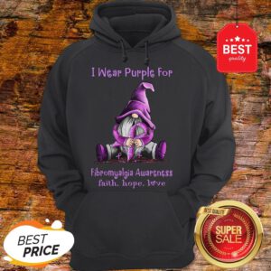 Gnome I Wear Purple For Fibromyalgia Awareness Faith Hope Love Hoodie