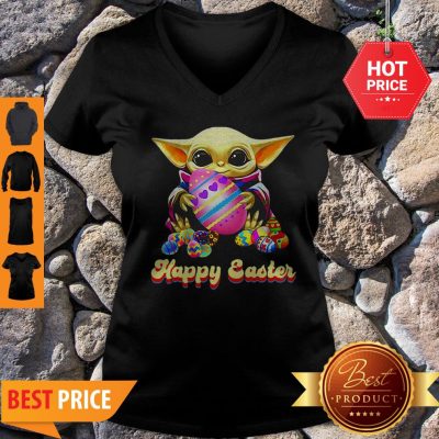 Good Baby Yoda Hug Easter Egg Happy Easter V-Neck