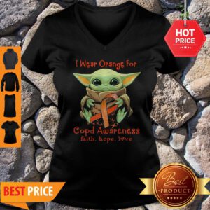 Good Baby Yoda I Wear Orange For Copd Awareness V-Neck