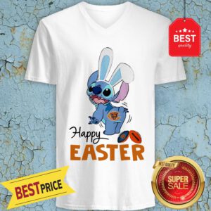 Good Disney Stitch Chicago Bears Logo Happy Easter V-Neck