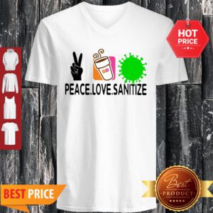 Good Peace Love Sanitize Dunkin Donuts Coronavirus V-Neck