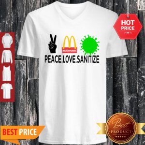 Good Peace Love Sanitize Mcdonalds Coronavirus V-Neck