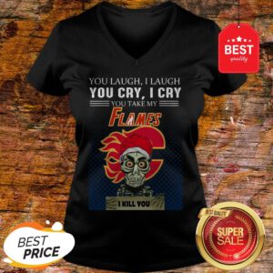 Jeff Dunham Achmed You Laugh I Laugh You Cry Calgary Flames Logo V-Neck
