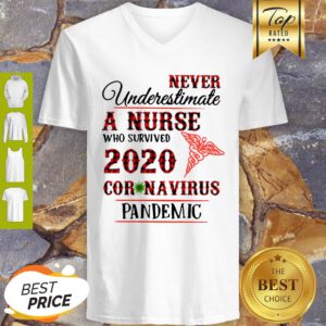 Never Underestimate A Nurse Who Survived 2020 Coronavirus Pandemic V-Neck