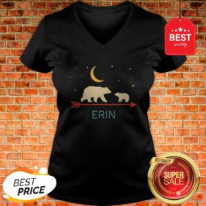 Nice Awesome Erin Name Gift Personalized Mama Bear With 1 Cub V-Neck