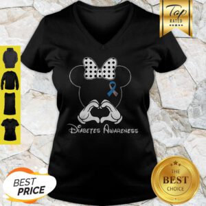 Nice Diabetes Awareness Minnie Mouse Disney Ribbon V-Neck