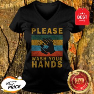 Nice Please Wash Your Hands Vintage Coronavirus V-Neck
