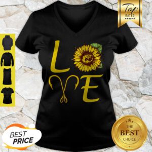 Nice Sunflower Love Fishing Hook V-Neck