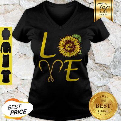 Nice Sunflower Love Fishing Hook V-Neck