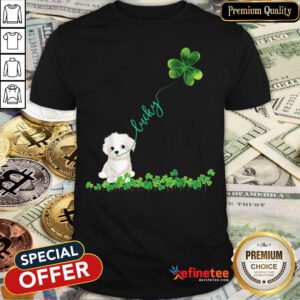 Official Lucky Maltese Dog Shamrock St Patrick Day Tshirt - Design By Refinetee