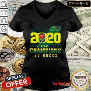 Oregon Ducks 2020 Rose Bowl Game Champions Go Ducks V-neck - Design By Refinetee.com
