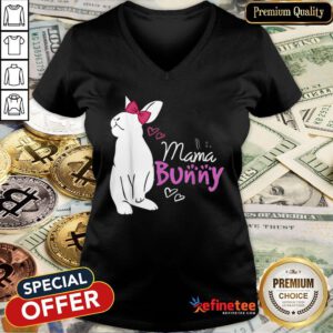 Original Cute Mama Bunny Gift Design Family Easter Gift V-neck - Design By Refinetee.com