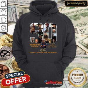 Pretty 90 Years Of Clint Eastwood Thank You For The Memories Signature Hoodie - Design By Refinetee