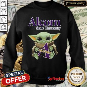 Pretty Baby Yoda Hug Alcorn State University Star Wars Sweatshirt - Design By Refinetee.com