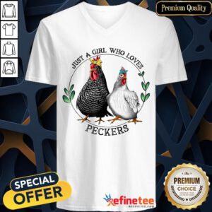 Pretty Chickens Just A Girl Who Loves Peckers V-neck - Design By Refinetee