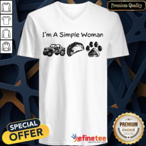 Pretty I’m A Simple Woman I Like Heep Tacos And Dog Paw V-neck - Design By Refinetee.com