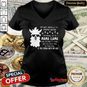 Pretty Mama Llama Pretty Chill But I’ll Kick You In The Face V-neck - Design By Refinetee