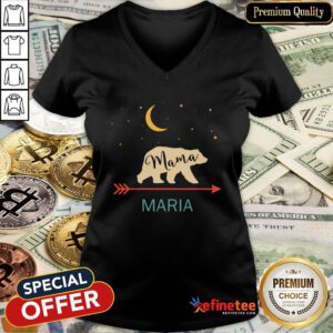 Pretty Maria Name Gift Personalized Retro Mama Bear V-neck - Design By Refinetee