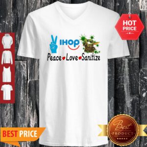 Pretty Peace Love Sanitize Ihop Baby Yoda Coronavirus V-neck - Design By Refinetee.com