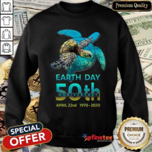 Pretty Sea Turtle Earth Day 50th Anniversary April 22nd 1970-2020 Sweatshirt- Design By Refinetee.com