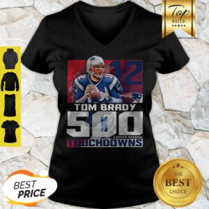 Tom Brady 500 Touchdowns Patriots 12 New England Patriots V-neck - Design By Refinetee.com