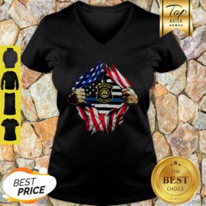 Pretty Michigan State Police American Flag Blood Inside V-Neck