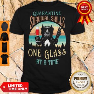 French Bulldog Drink Wine Quarantine Survival Skills One Glass At A Time Vintage Shirt
