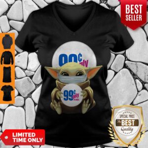Funny Baby Yoda Face Mask Hug 99 Only I Can’t Stay At Home V-Neck