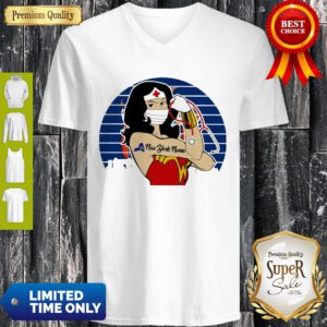 Funny Vintage Wonder Woman Tattoos New York Nurse Covid-19 V-Neck