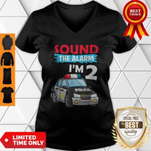 Good Birthday Boy 2 Years Old Police Car Policeman Cop V-Neck