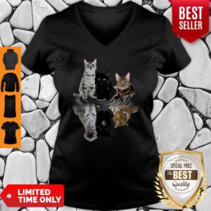 Good Cats Reflection Water Mirror Tigers V-Neck