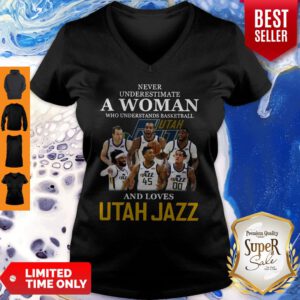 Never Underestimate A Woman Who Understands Basketball Who Lovesutah Jazz V-Neck