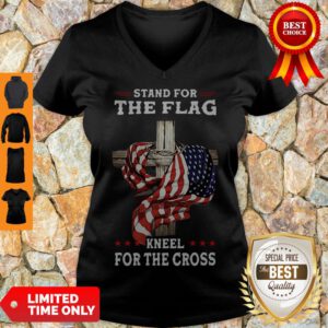 Nice American Stand For The Flag Kneel Dot The Cross V-Neck