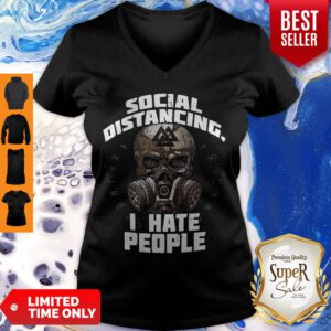 Nice Viking Skull Social Distancing I Hate People Coronavirus V-Neck