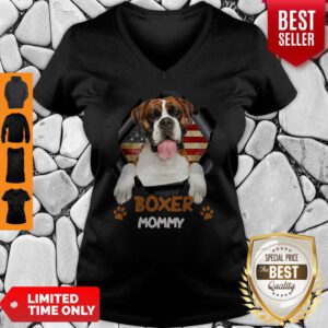 Pretty Boxer Mommy American Flag V-Neck