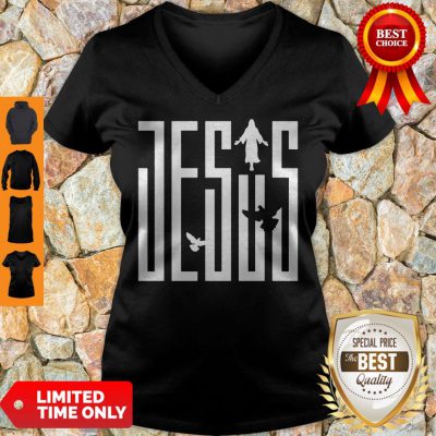 Pretty Jesus Word Bird V-neck - Design By Refinetee.com